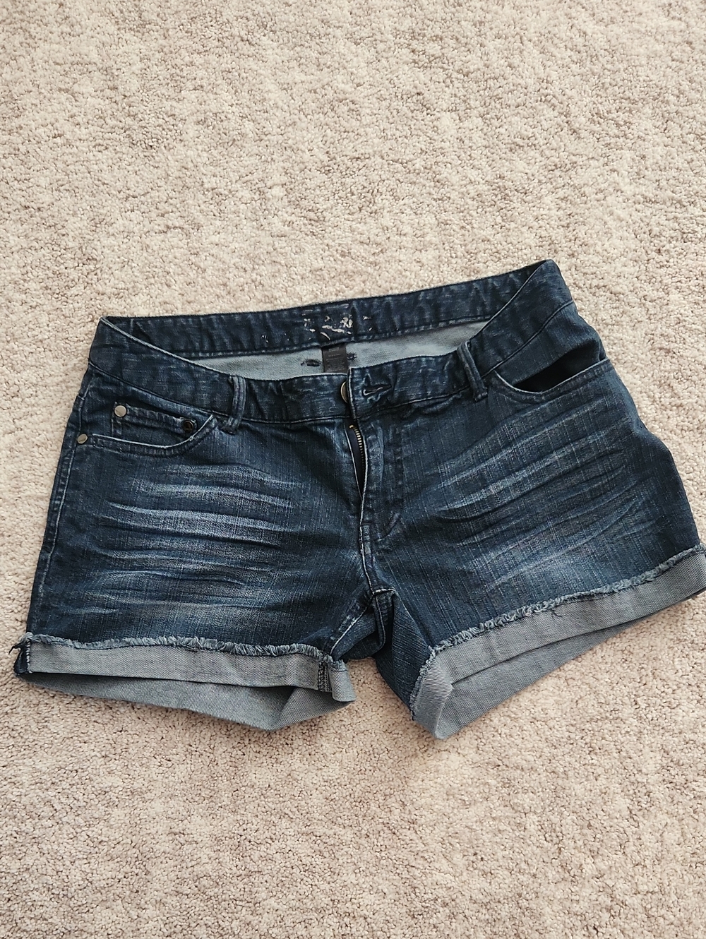 Express Dark Blue Rolled Hem Denim Shorts